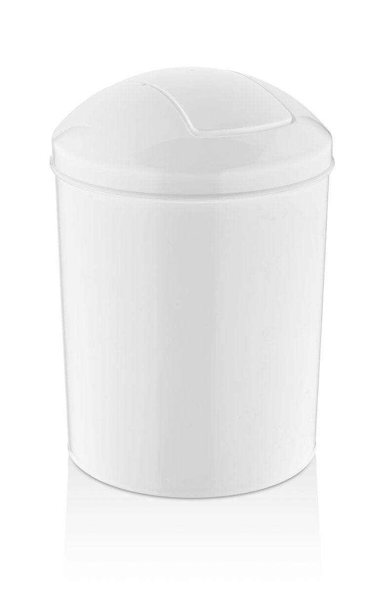 Відро для сміття пластикове з обертовою кришкою RULOPAK 15 літрів, біле.